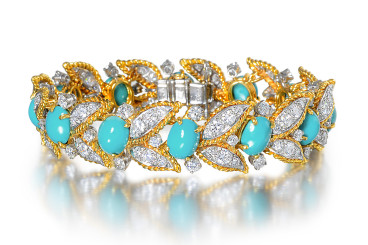 A Van Cleef &amp; Arpels turquoise and diamond bracelet sold by Fortuna Auction