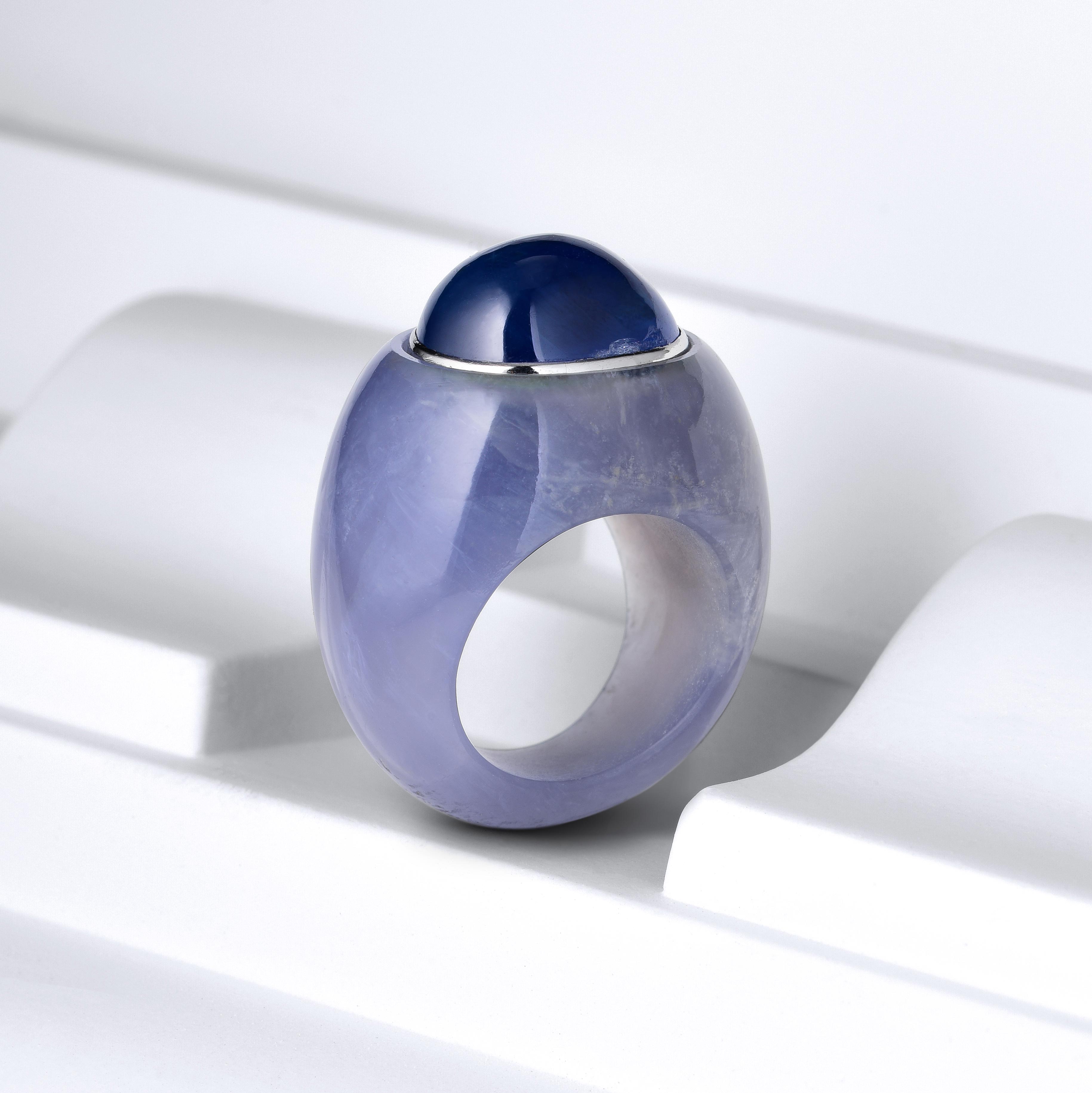 Suzanne Belperron Sapphire and Chalcedony Ring