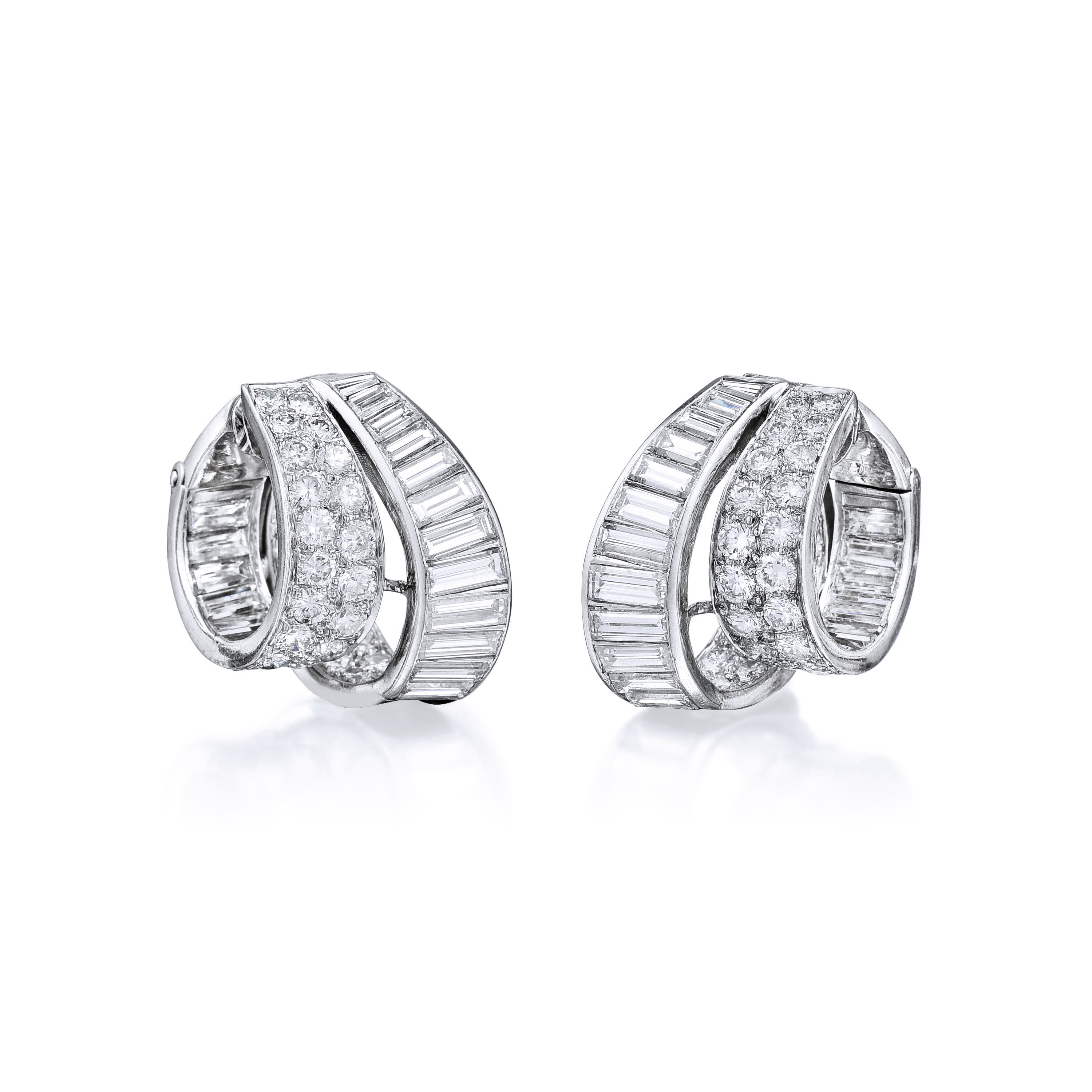 Van Cleef & Arpels Diamond Platinum Earclips - Fortuna Auction Fine Jewels