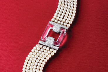 Art Deco Cartier Natural Pearl, Diamond Bracelet