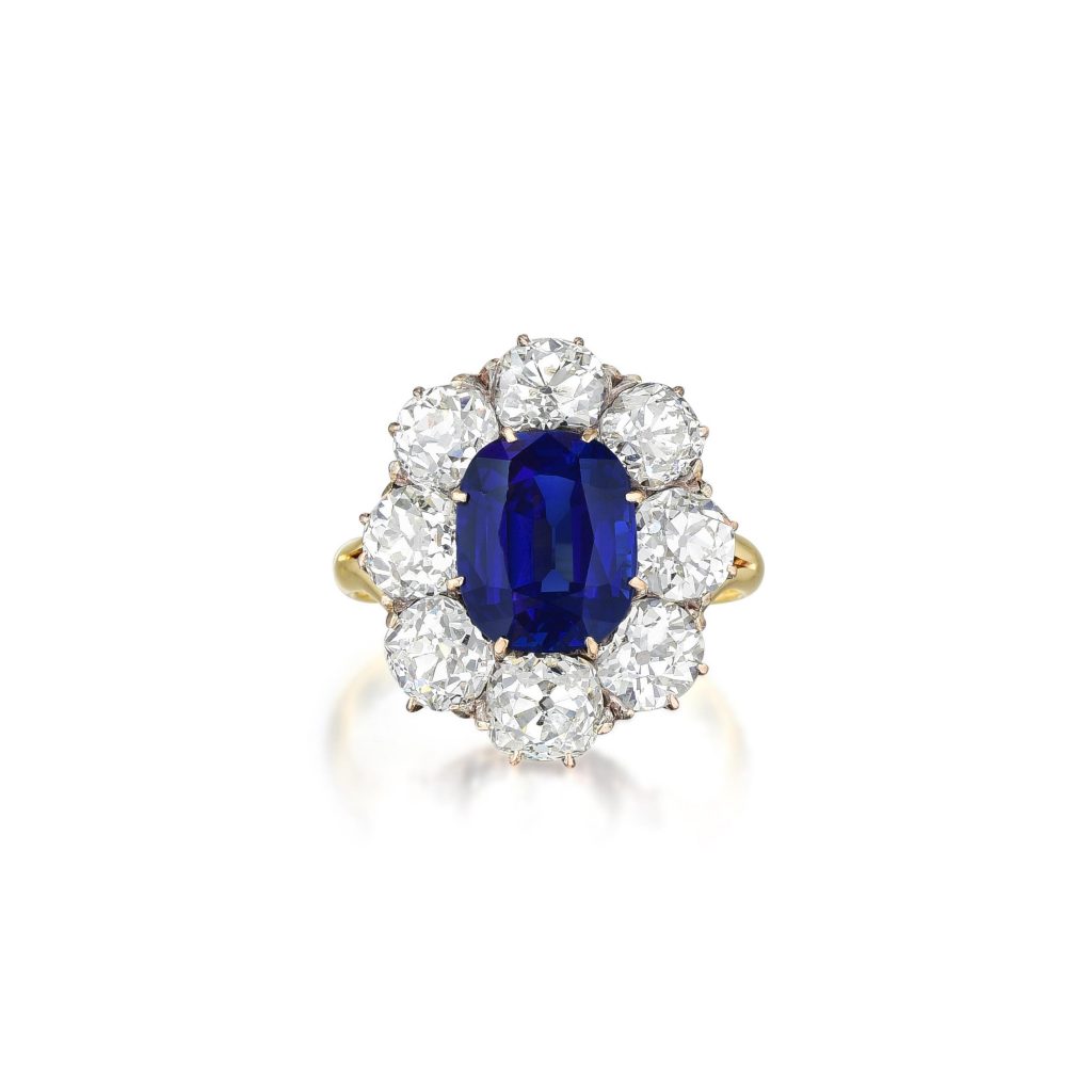 Victorian 4.30ct Kashmir Sapphire and Diamond Ring - Fortuna NYC
