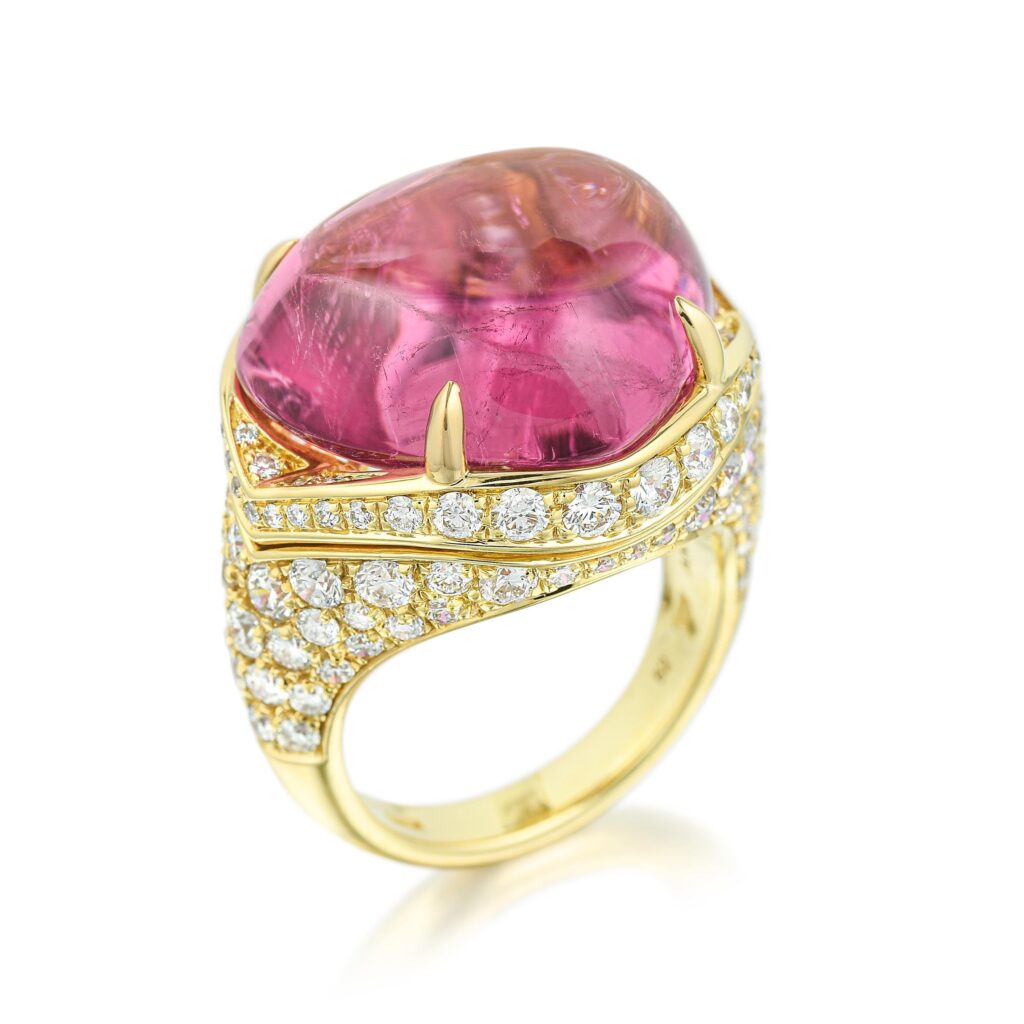 bulgari pink tourmaline and diamond ring